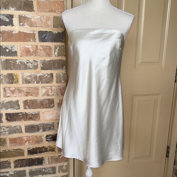 Wild Fable Satin Tube Bandeau Strapless Slip Mini Dress Ivory Champagne Sz S - Picture 2 of 13